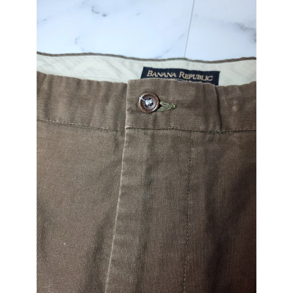Banana Republic Smithfield Pleated Thin‎ Wale Corduroy Pant Olive Green/Brown 40